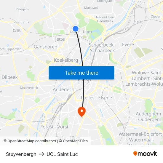 Stuyvenbergh to UCL Saint Luc map