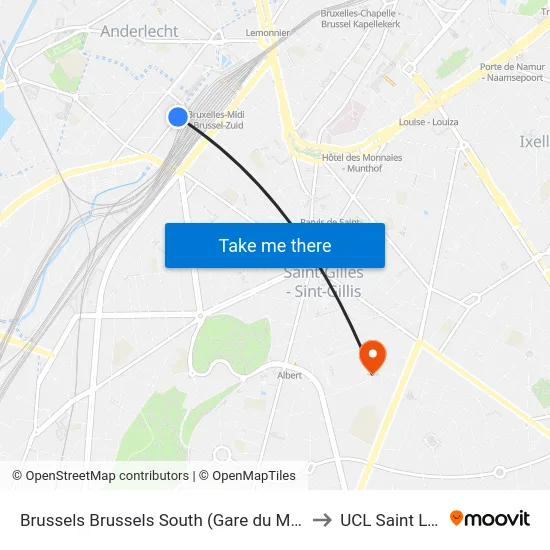 Brussels Brussels South (Gare du Midi) to UCL Saint Luc map