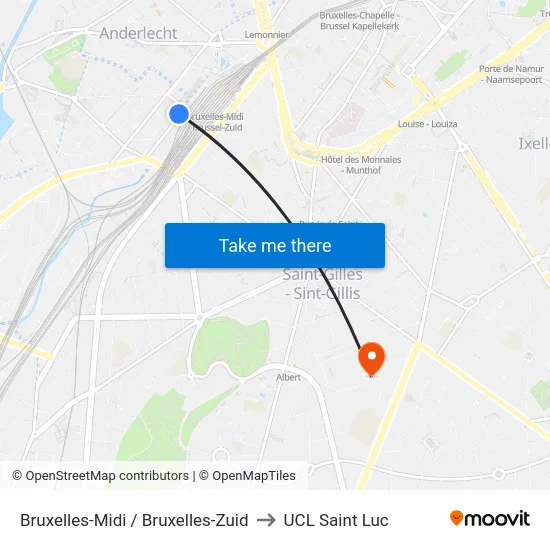 Bruxelles-Midi / Bruxelles-Zuid to UCL Saint Luc map
