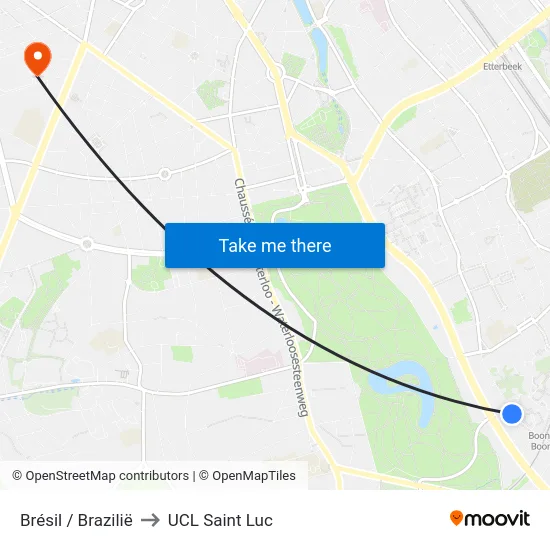 Brésil / Brazilië to UCL Saint Luc map