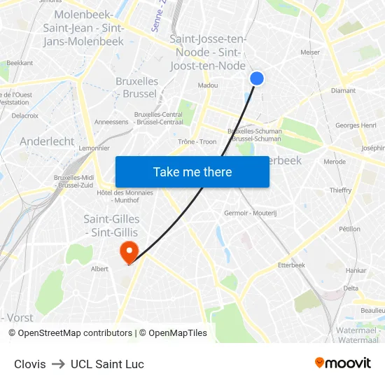 Clovis to UCL Saint Luc map
