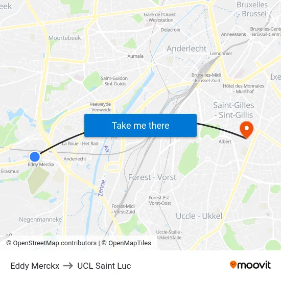 Eddy Merckx to UCL Saint Luc map