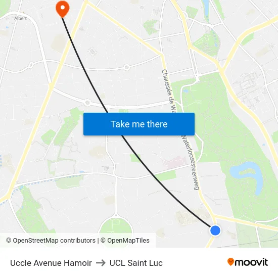 Uccle Avenue Hamoir to UCL Saint Luc map