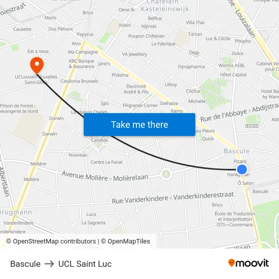 Bascule to UCL Saint Luc map