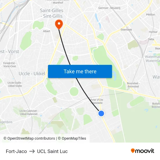Fort-Jaco to UCL Saint Luc map