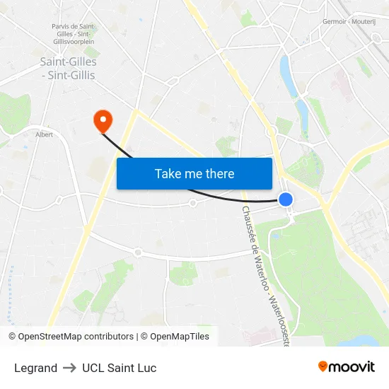 Legrand to UCL Saint Luc map