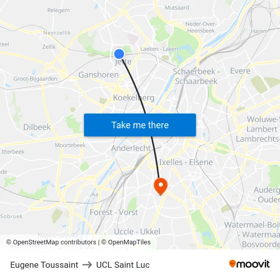 Eugene Toussaint to UCL Saint Luc map