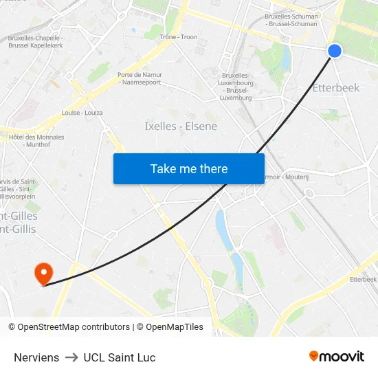 Nerviens to UCL Saint Luc map