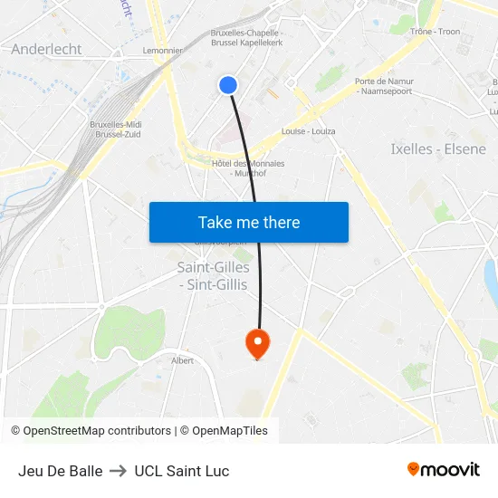 Jeu De Balle to UCL Saint Luc map