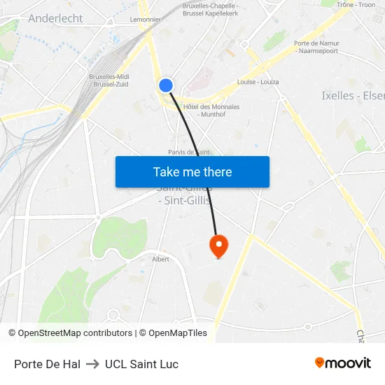 Gate of Hal to UCL Saint Luc map
