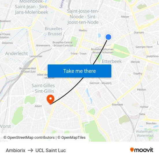 Ambiorix to UCL Saint Luc map