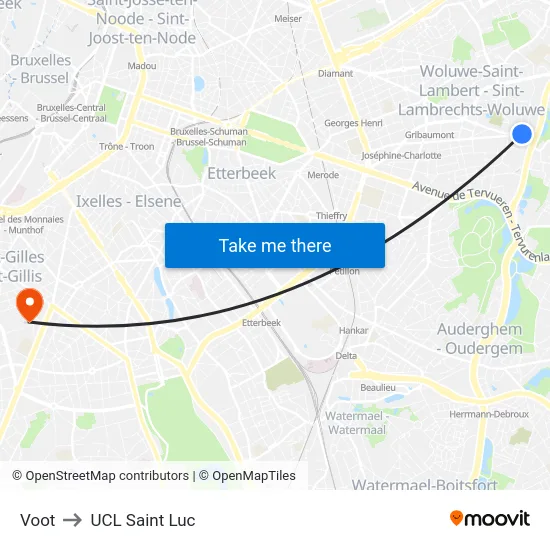 Voot to UCL Saint Luc map