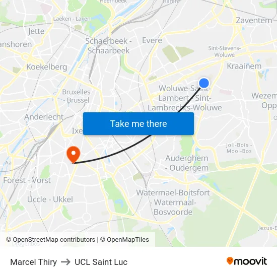 Marcel Thiry to UCL Saint Luc map