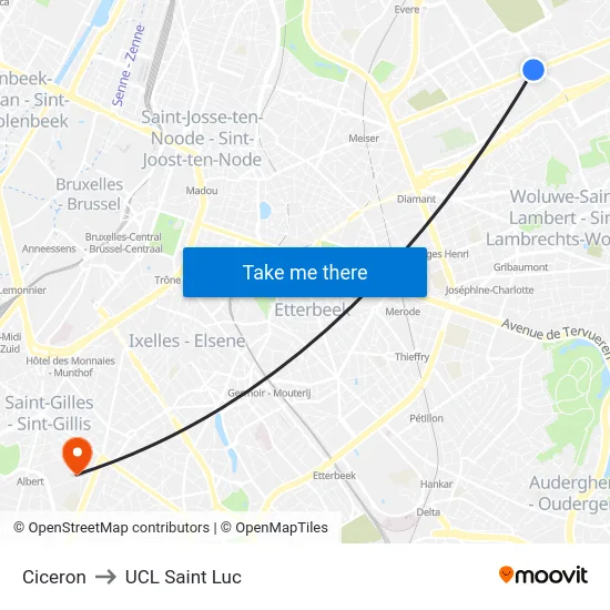 Ciceron to UCL Saint Luc map