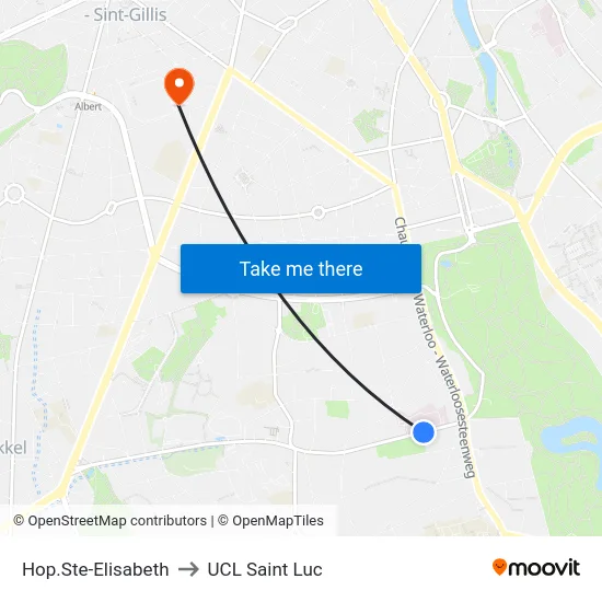 Hop.Ste-Elisabeth to UCL Saint Luc map