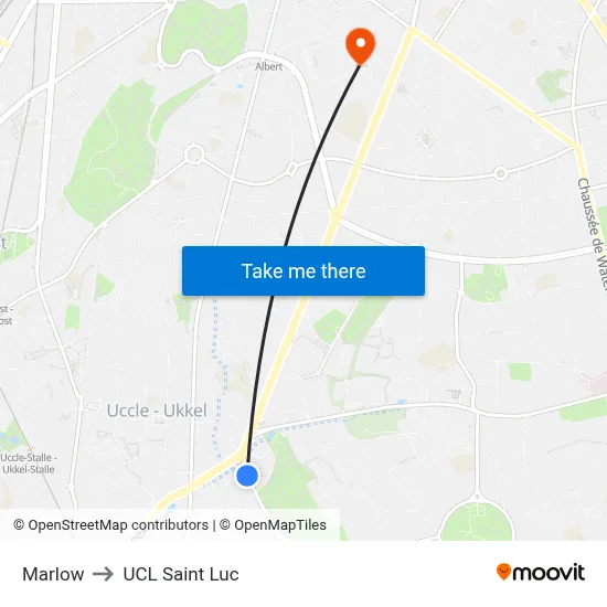 Marlow to UCL Saint Luc map