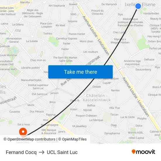 Fernand Cocq to UCL Saint Luc map