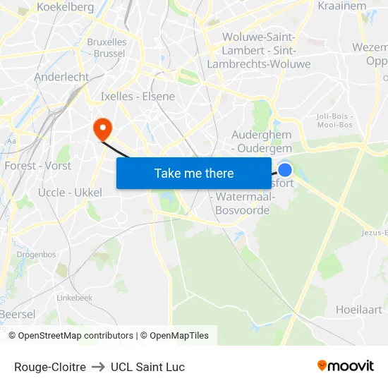Rouge-Cloitre to UCL Saint Luc map