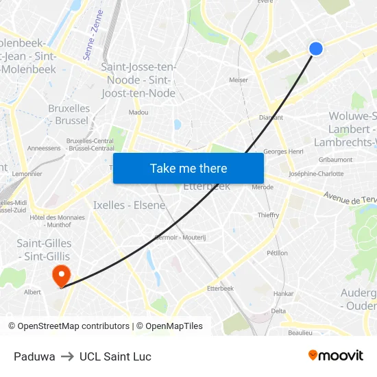 Paduwa to UCL Saint Luc map