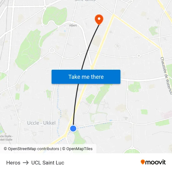 Heros to UCL Saint Luc map
