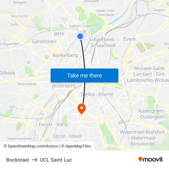 Bockstael to UCL Saint Luc map
