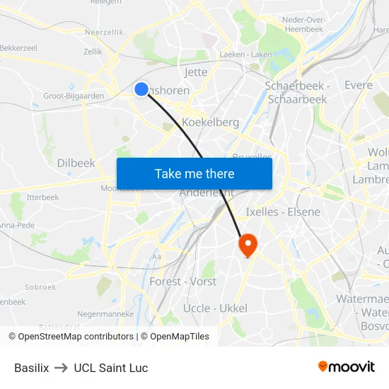 Basilix to UCL Saint Luc map