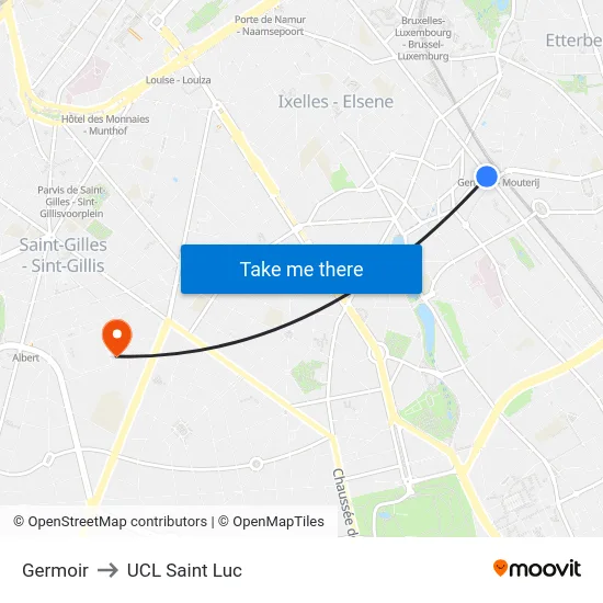 Germoir to UCL Saint Luc map
