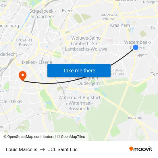 Louis Marcelis to UCL Saint Luc map