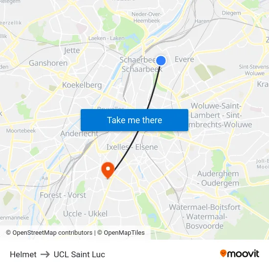Helmet to UCL Saint Luc map