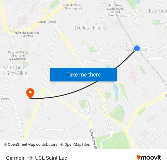 Germoir to UCL Saint Luc map