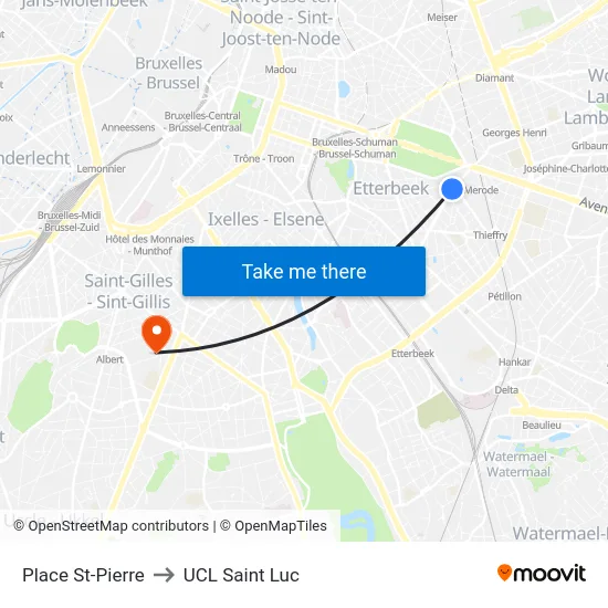 Place St-Pierre to UCL Saint Luc map
