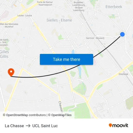 La Chasse to UCL Saint Luc map