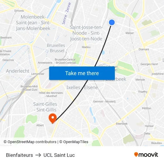 Bienfaiteurs to UCL Saint Luc map