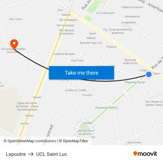 Lepoutre to UCL Saint Luc map