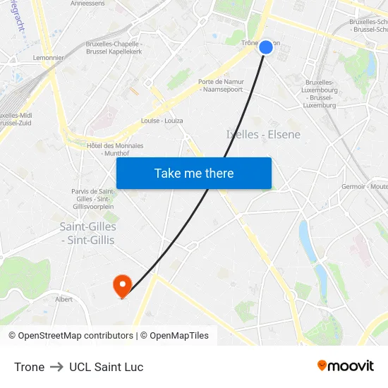 Trone to UCL Saint Luc map