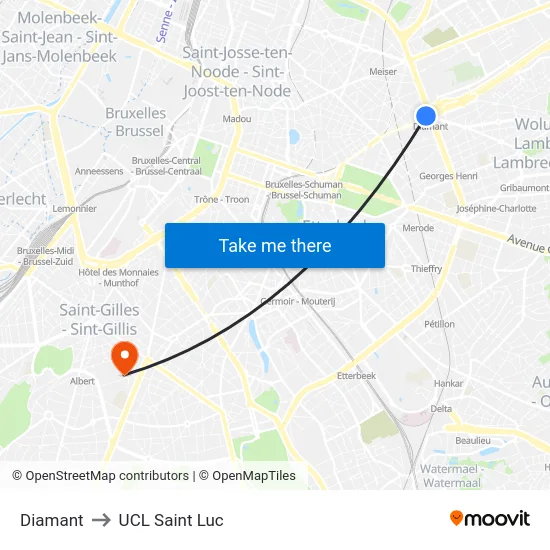 Diamant to UCL Saint Luc map