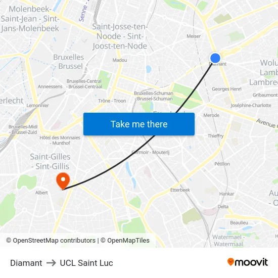 Diamant to UCL Saint Luc map