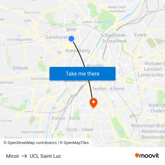 Miroir to UCL Saint Luc map