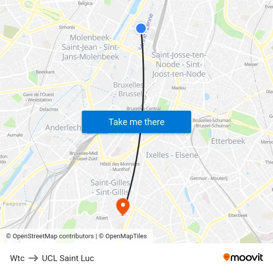 Wtc to UCL Saint Luc map