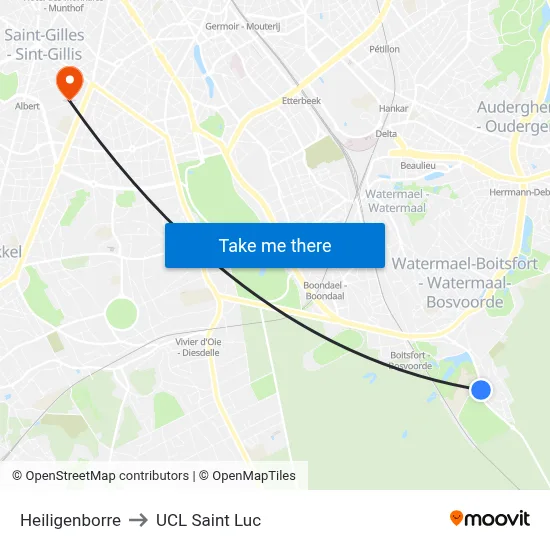 Heiligenborre to UCL Saint Luc map