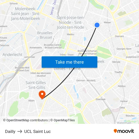 Dailly to UCL Saint Luc map