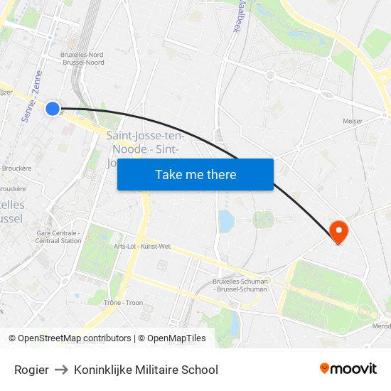 Rogier to Koninklijke Militaire School map
