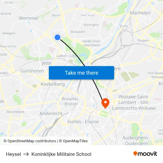 Heysel to Koninklijke Militaire School map