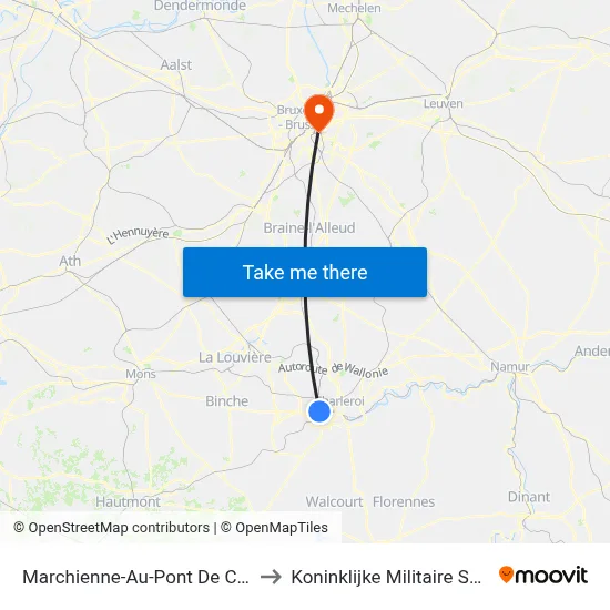 Marchienne-Au-Pont De Cartier to Koninklijke Militaire School map