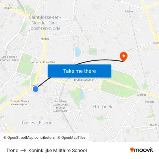 Trone to Koninklijke Militaire School map