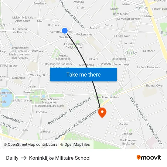 Dailly to Koninklijke Militaire School map