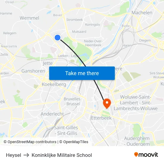 Heysel to Koninklijke Militaire School map