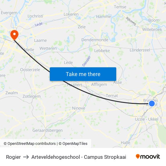 Rogier to Arteveldehogeschool - Campus Stropkaai map