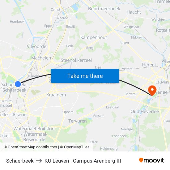 Schaerbeek to KU Leuven - Campus Arenberg III map