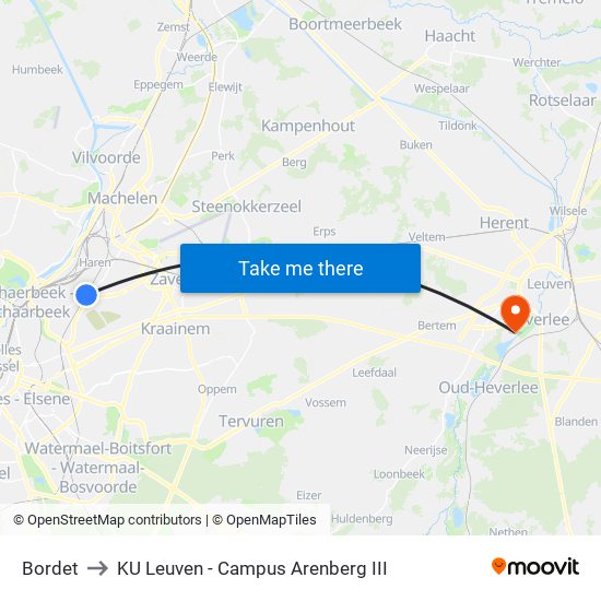 Bordet to KU Leuven - Campus Arenberg III map